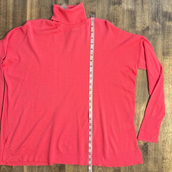 J.Crew Merino Wool Turtleneck Sweater w/Side Slits Neon Blossom Women’s Medium - Picture 5 of 8